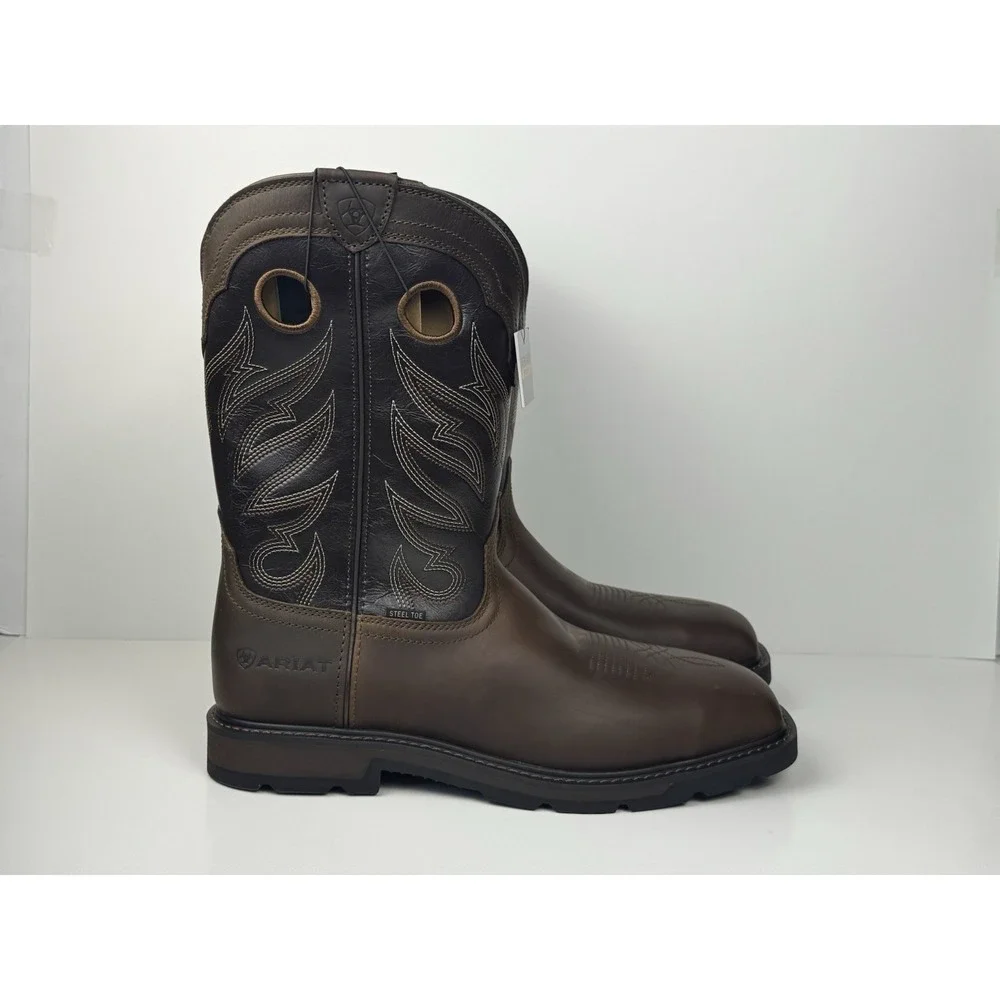 Ariat Groundwork Steel Toe Mens Sz 11 D Bitter Brown Wide Square‎ Toe 10034717